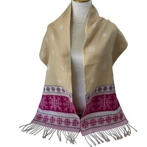 V. FRASS Cashmink Pink and Tan Pattern Scarf